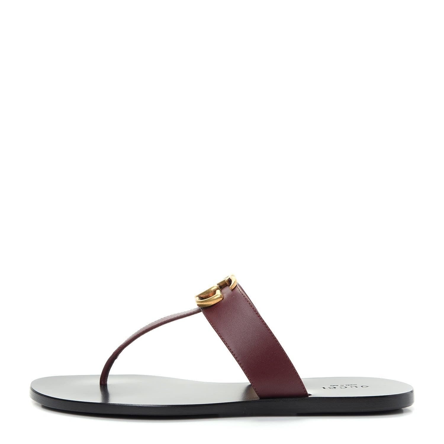 Gucci Calfskin GG Marmont Thong Sandals 37.5 Vintage Bordeaux 1 of 10