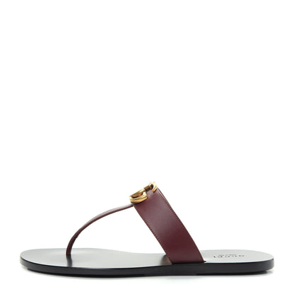 Gucci Calfskin GG Marmont Thong Sandals 37.5 Vintage Bordeaux 1 of 10
