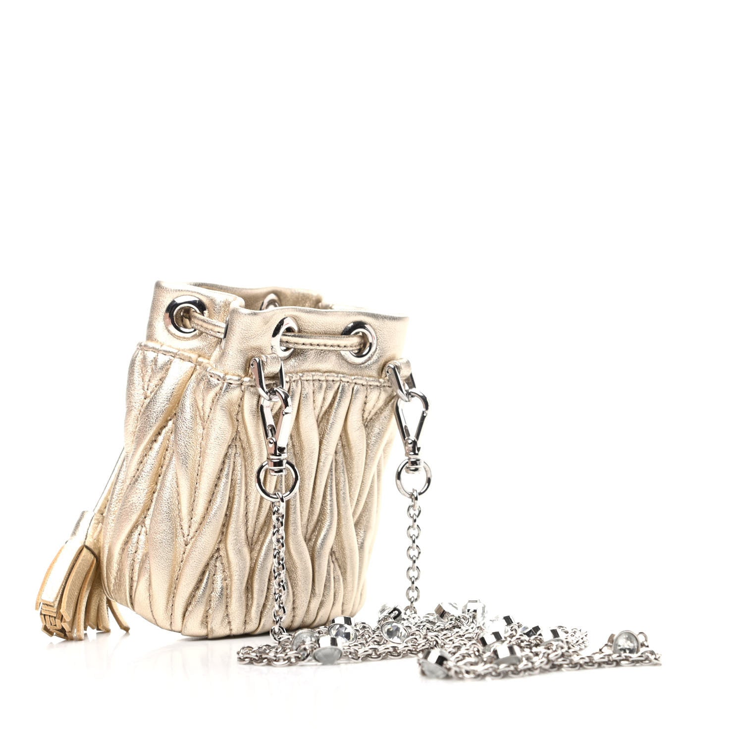 Miu Miu Metallic Nappa Matelasse Mini Bandoliera Gold 3 of 9