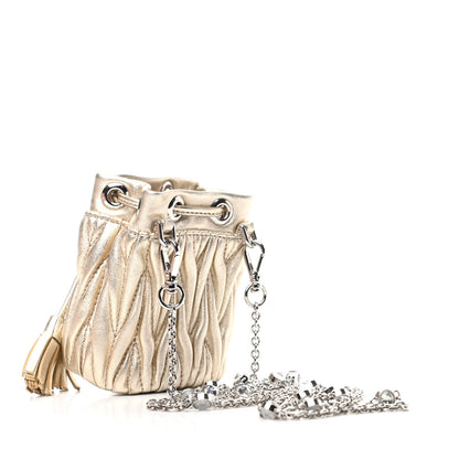 Miu Miu Metallic Nappa Matelasse Mini Bandoliera Gold 3 of 9