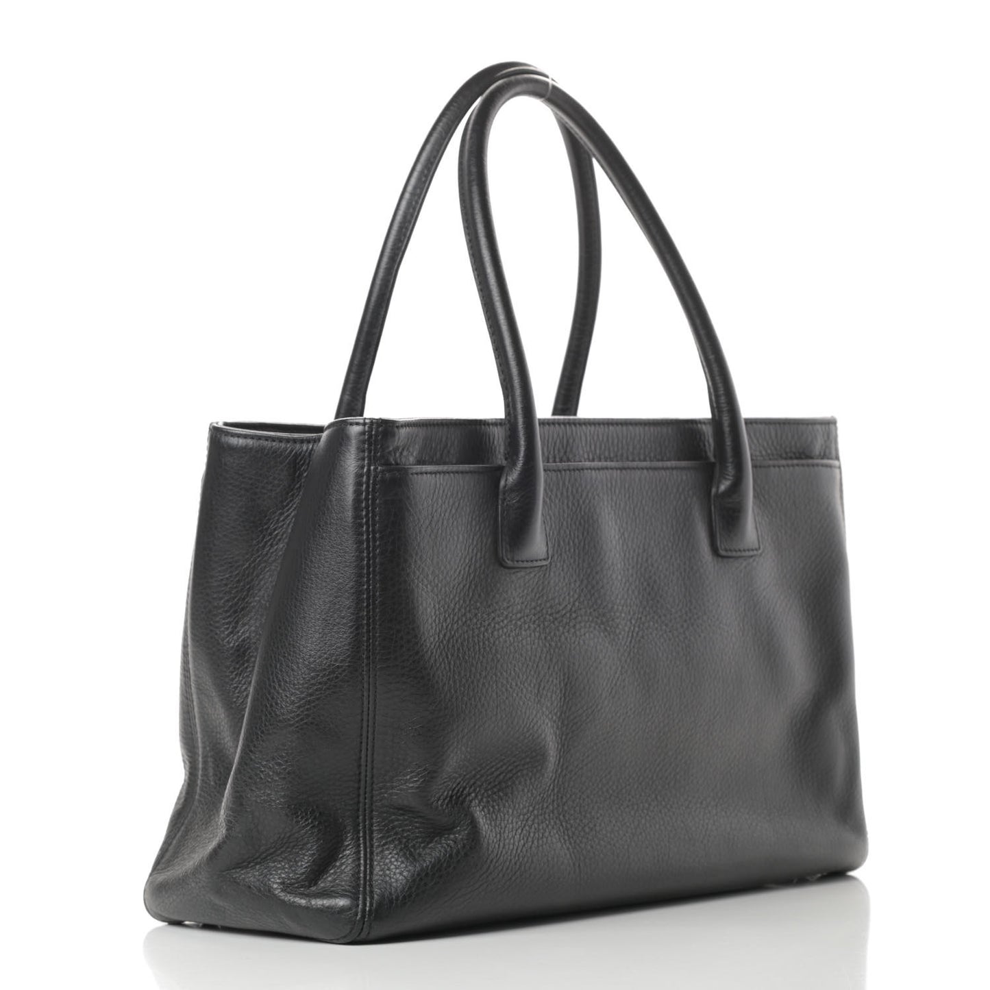 Calfskin Cerf Executive Shopper Tote Black