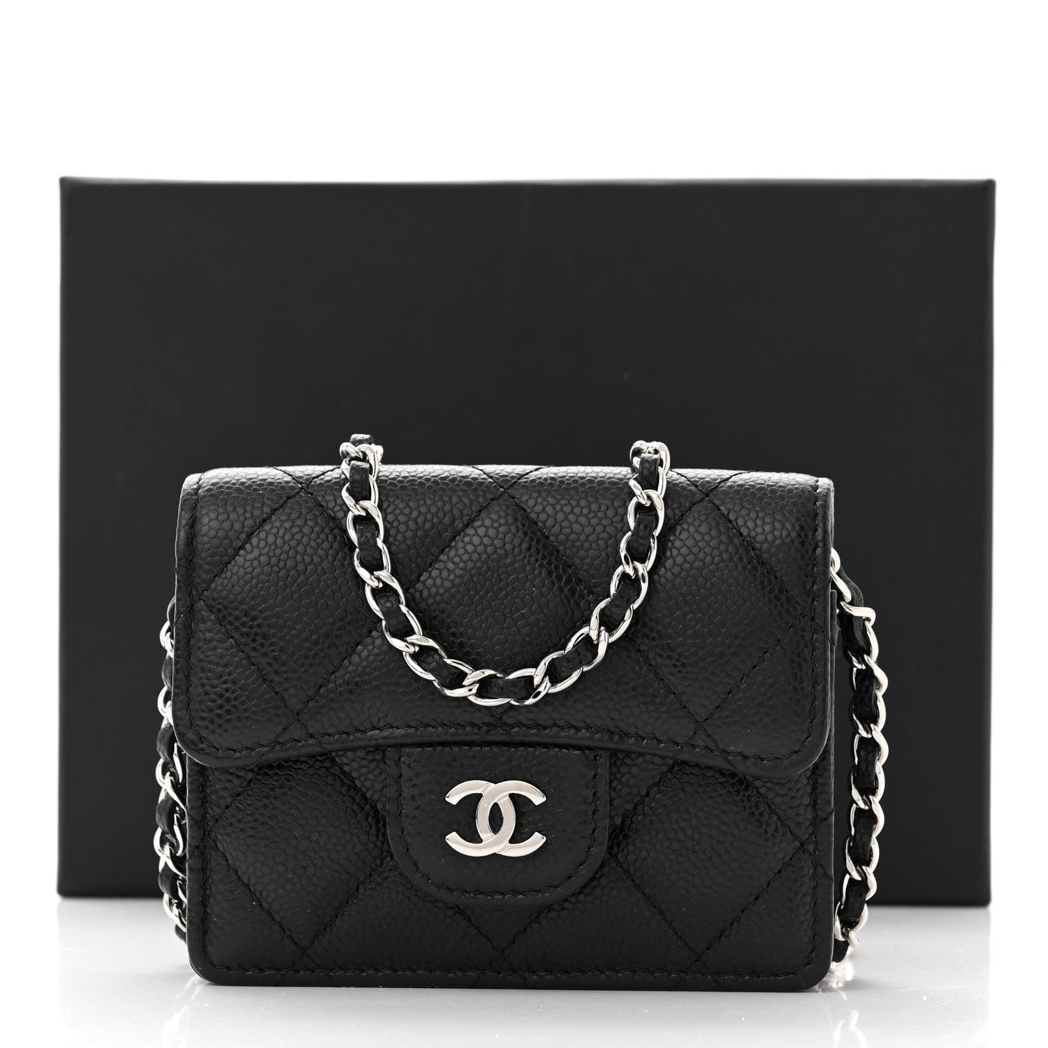 Chanel Caviar Quilted Flap Card Holder On Chain Black 13 of 13