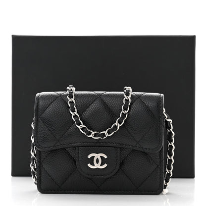 Chanel Caviar Quilted Flap Card Holder On Chain Black 13 of 13