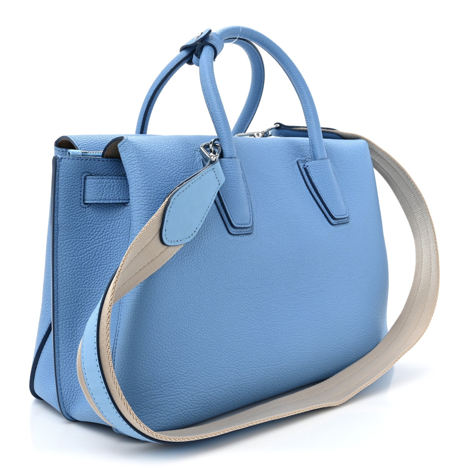 MCM Grained Calfskin Medium Milla Tote Tile Blue 3 of 15