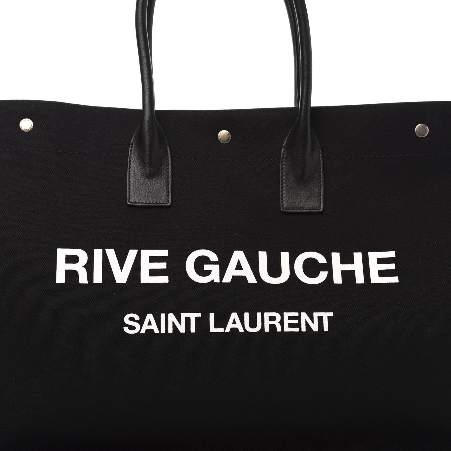 Saint Laurent Linen Calfskin Rive Gauche Tote Black 10 of 10