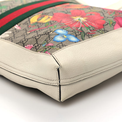 Gucci GG Supreme Monogram Flora Web Ophidia Vertical Shopping Tote White 10 of 13