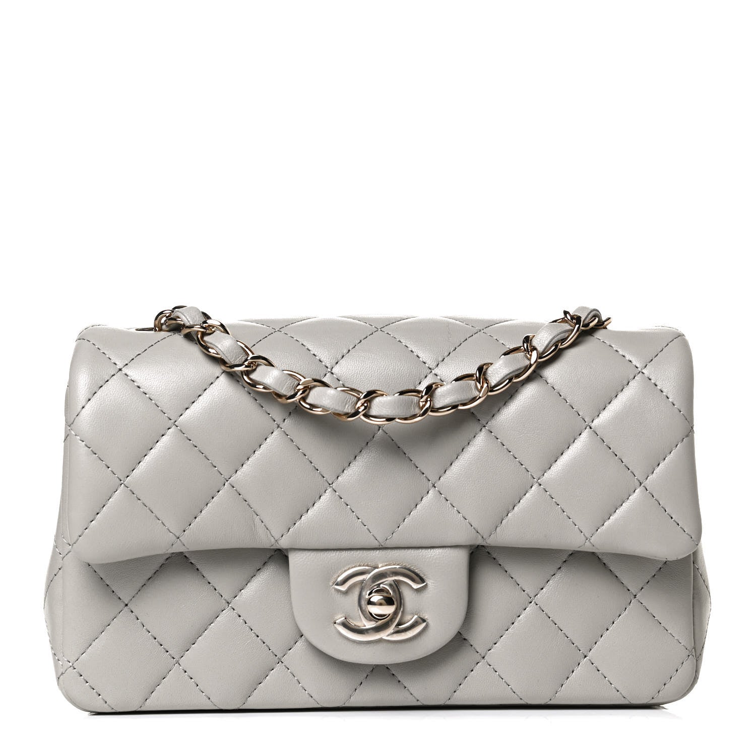 Chanel Lambskin Quilted Mini Rectangular Flap Grey 1 of 11