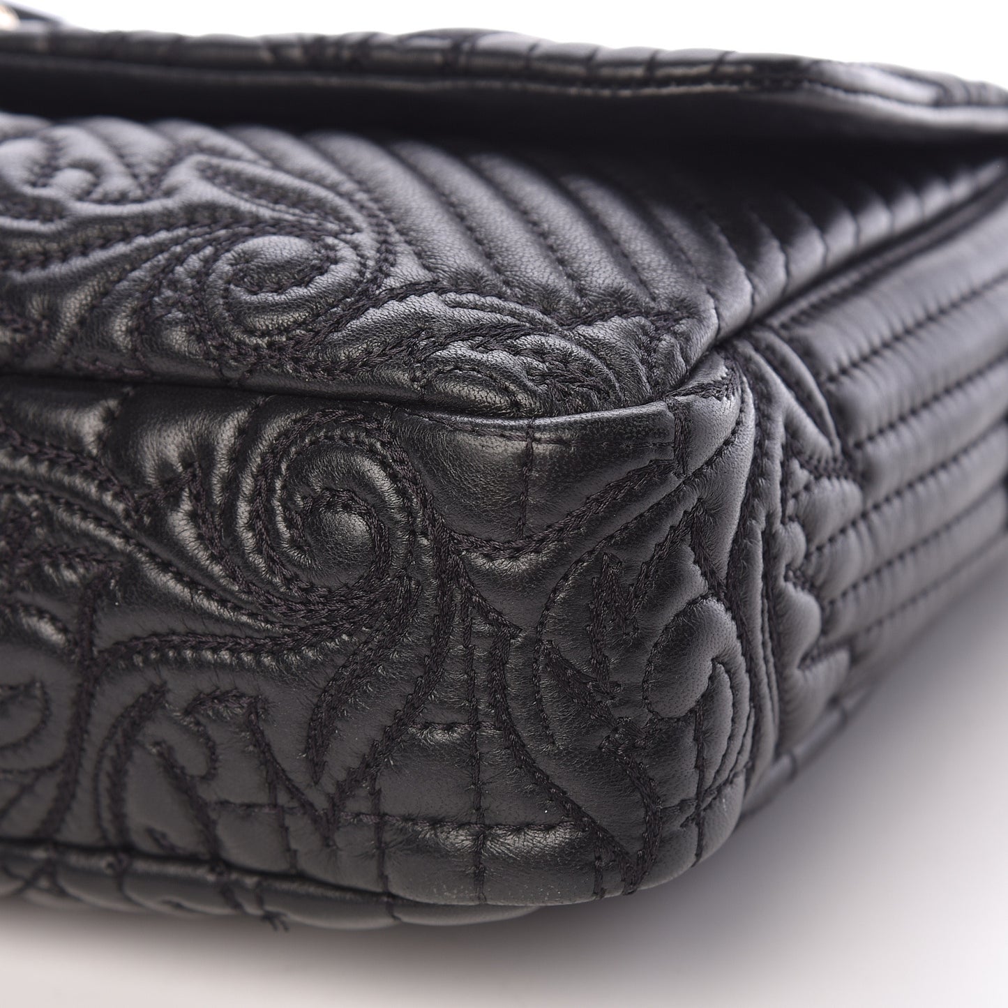 Nappa Barocco Quilted Vanitas Medea Shoulder Bag Black