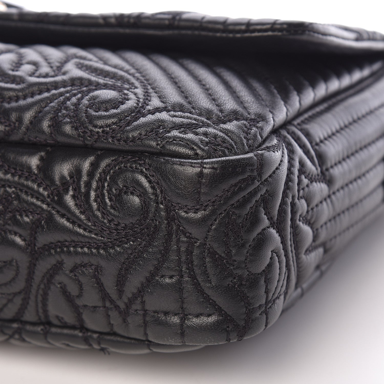 Versace Nappa Barocco Quilted Vanitas Medea Shoulder Bag Black 8 of 9