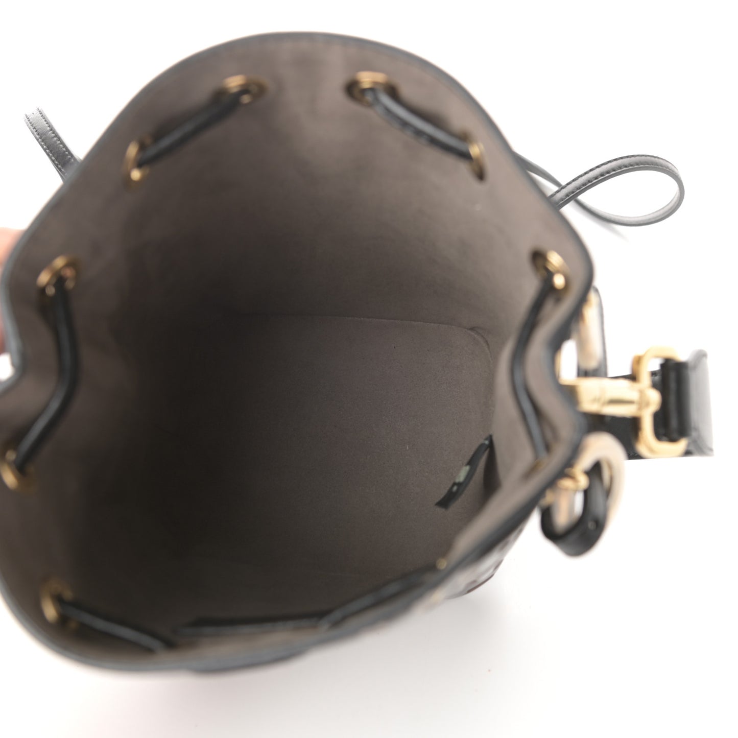 Vitello Liberty F is Fendi Bi-Color FF 1974 Embossed Mini Mon Tresor Bucket Bag Maya Black