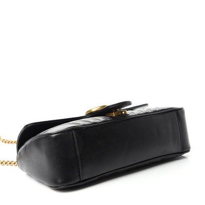 Gucci Calfskin Matelasse Small GG Marmont Shoulder Bag Black 4 of 12