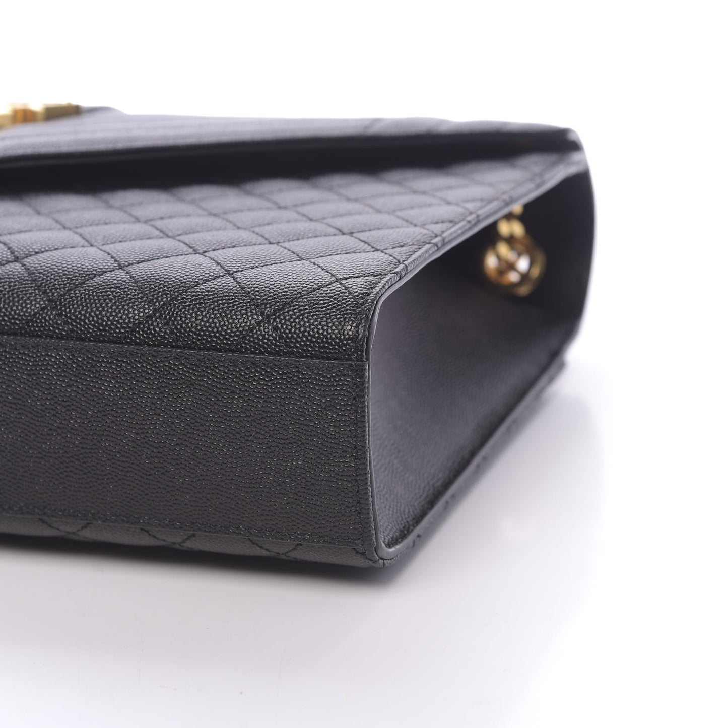 Grain De Poudre Textured Mixed Matelasse Large Triquilt Monogram Satchel Black