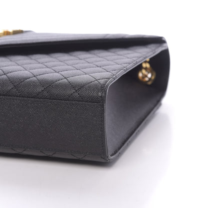 Saint Laurent Grain De Poudre Textured Mixed Matelasse Large Triquilt Monogram Satchel Black 9 of 9