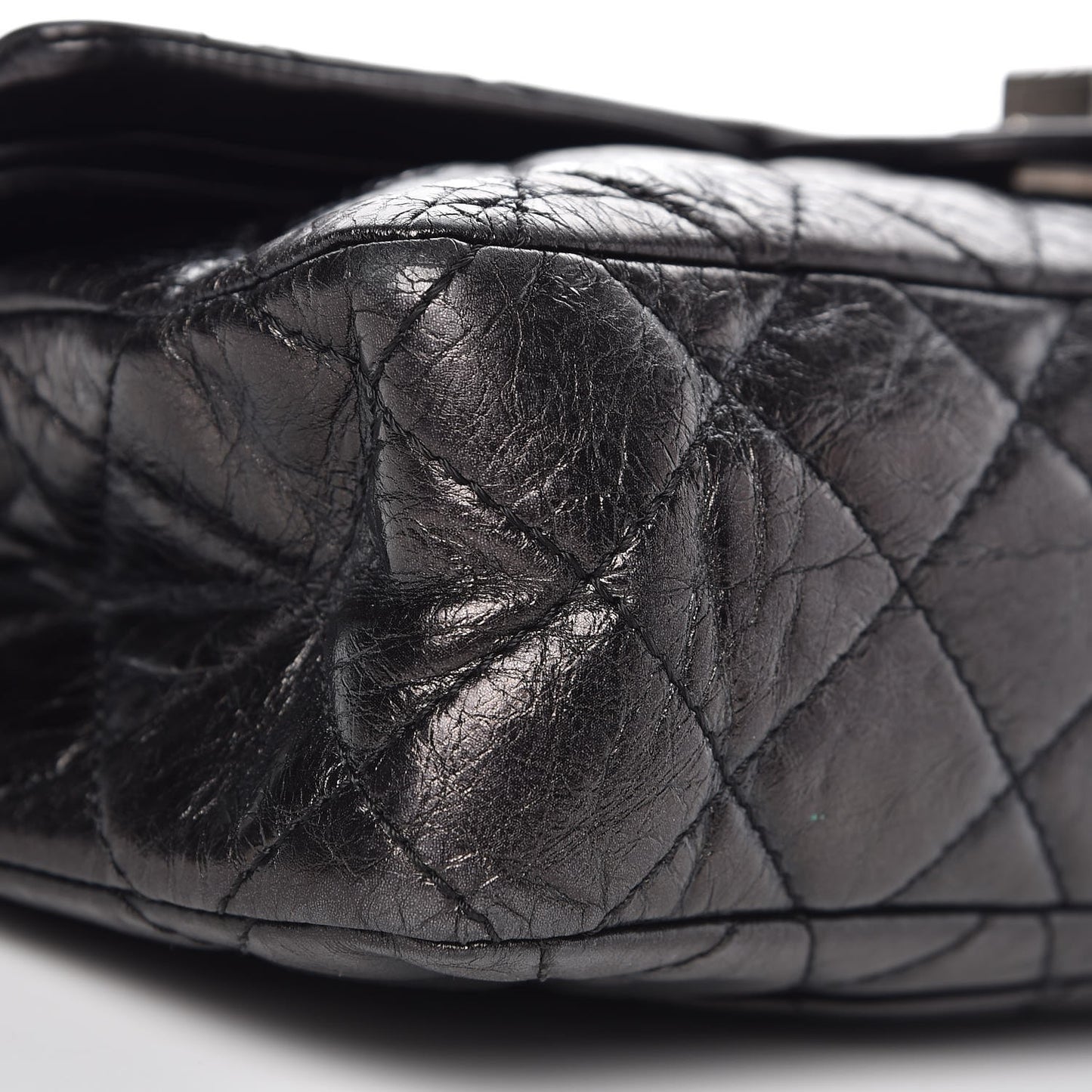 Metallic Aged Calfskin Quilted 2.55 Reissue 227 Flap Dark Silver