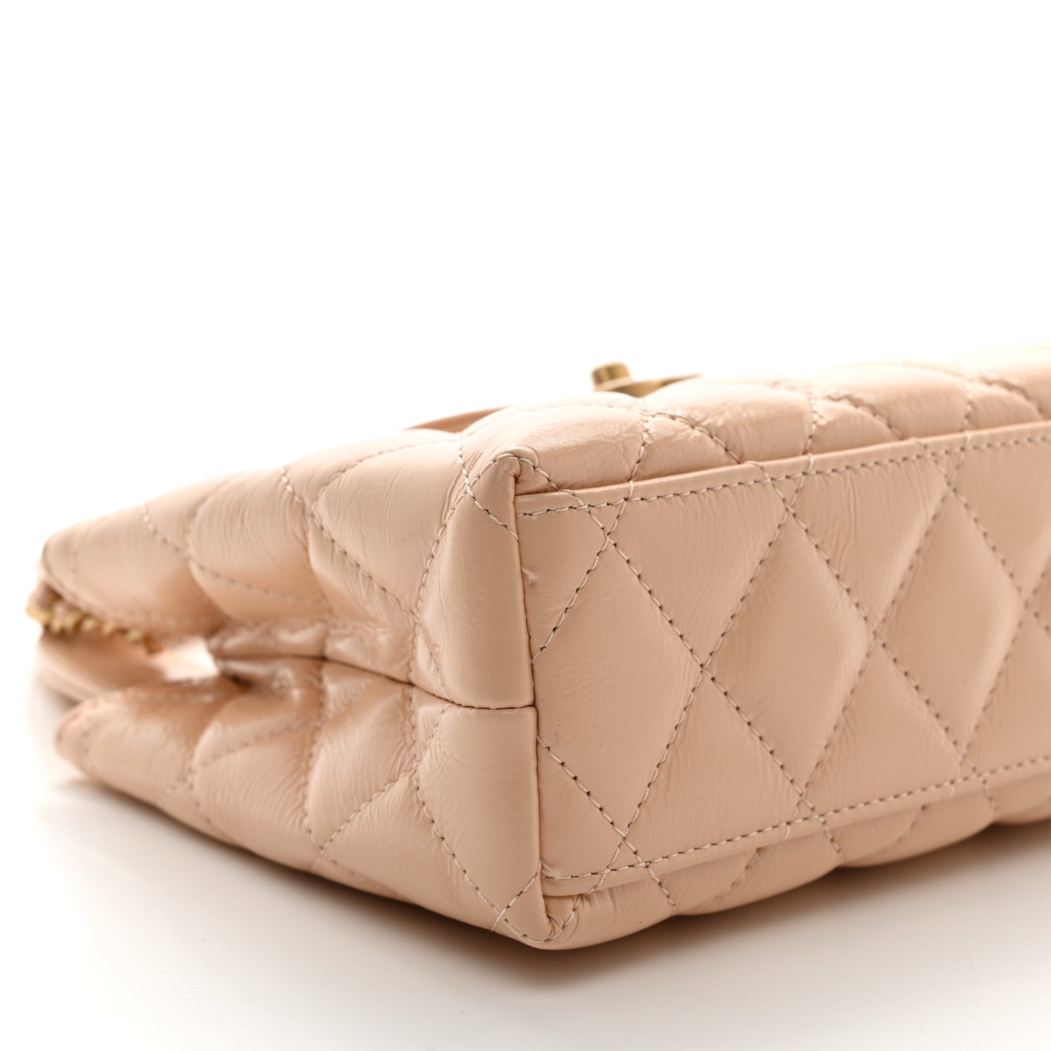 Chanel Shiny Aged Calfskin Quilted Nano Kelly Shopper Beige 10 of 10