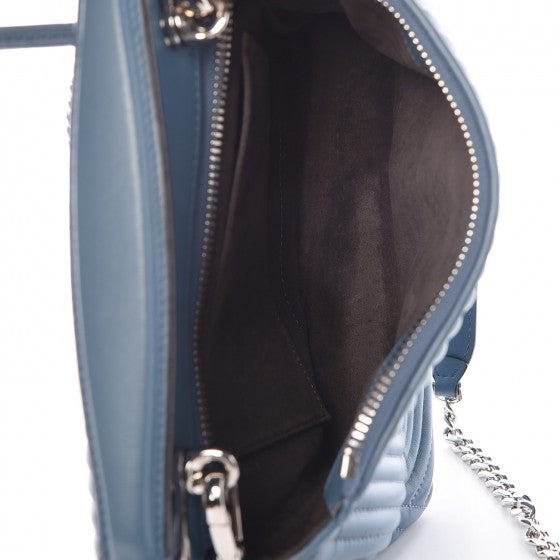 Fendi Shiny Nappa Trapuntata Small DotCom Click Top Handle Chain Satchel Blue 5 of 12