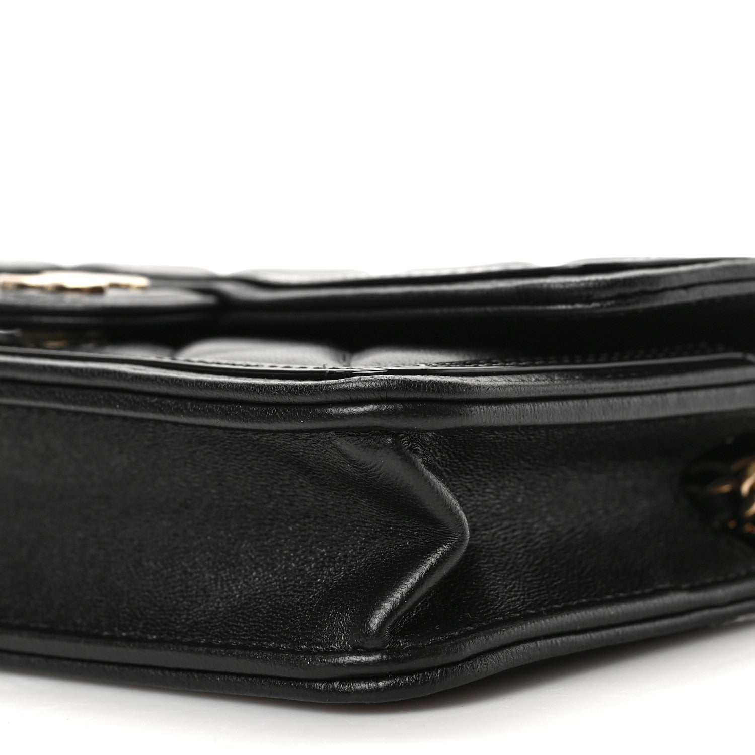 Chanel Lambskin Patent Calfskin Quilted Flap Phone Holder With Chain Black 9 of 9