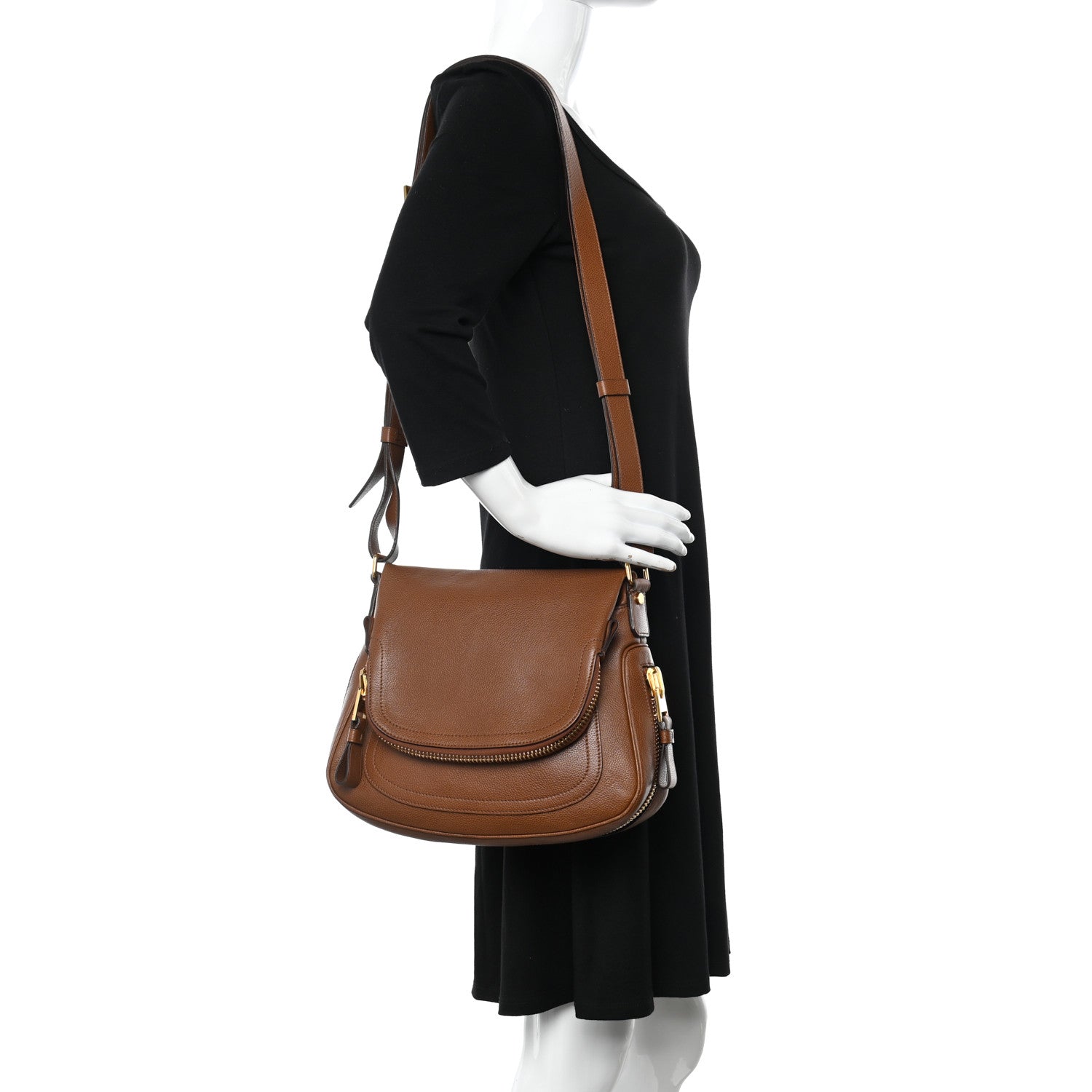 Tom Ford Calfskin Medium Jennifer Crossbody Caramel 2 of 14