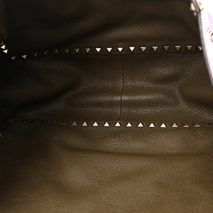 Valentino Garavani Grained Calfskin Medium Rockstud Reversible Tote Army Green Pink 9 of 16