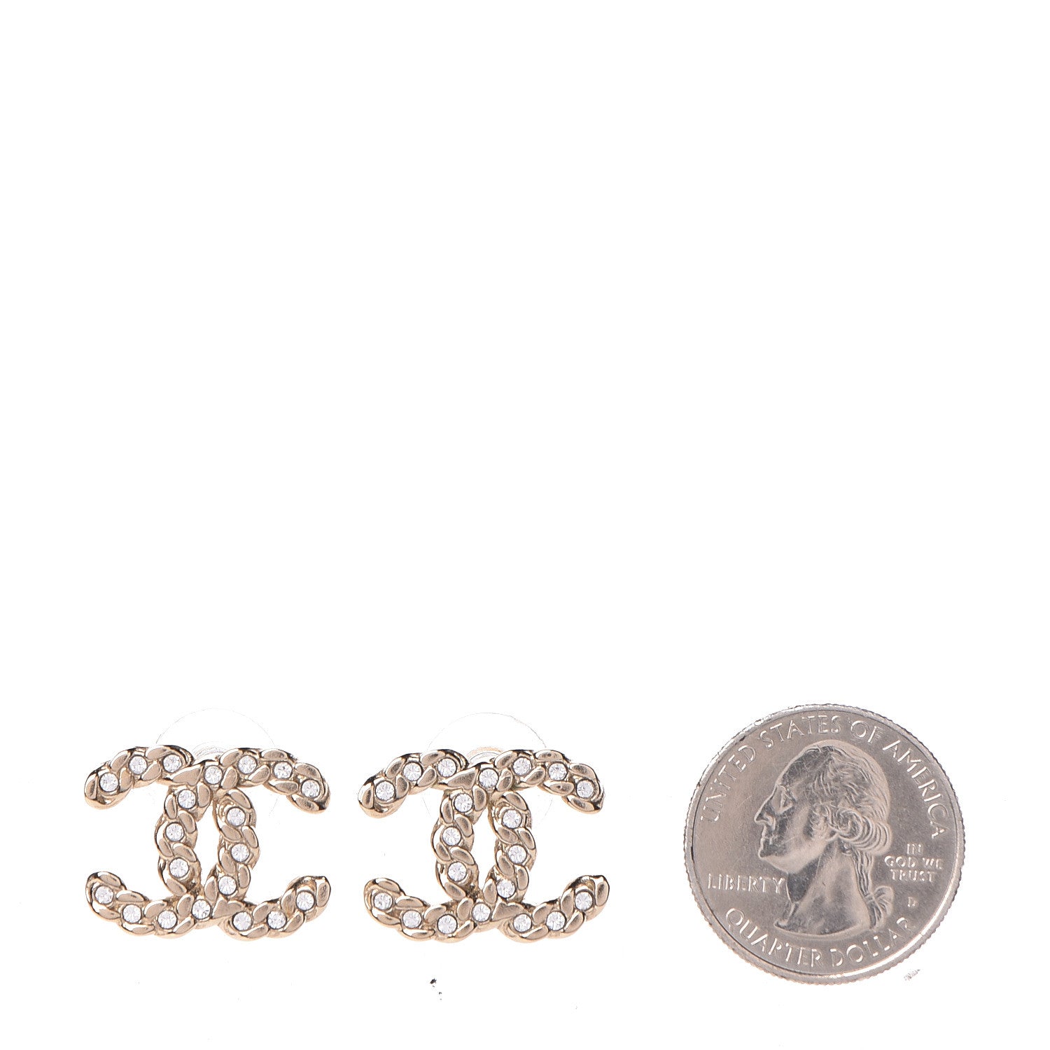 Chanel Crystal CC Earrings Gold 2 of 5