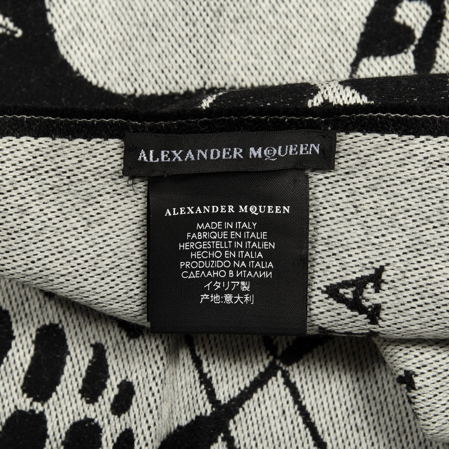 Wool Skull Safety Pin Stole Scarf Black