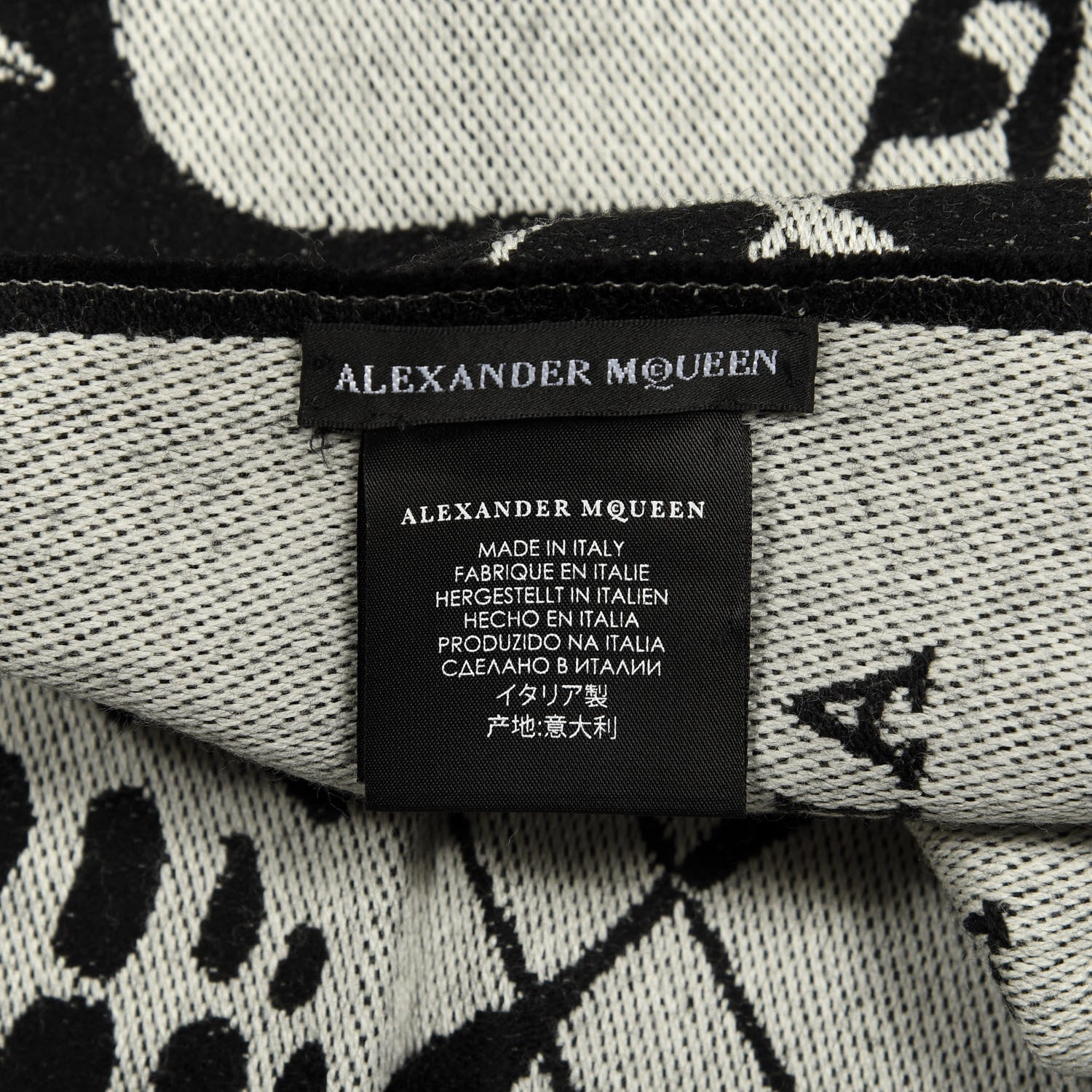 Alexander McQueen Wool Skull Safety Pin Stole Scarf Black 3 of 3