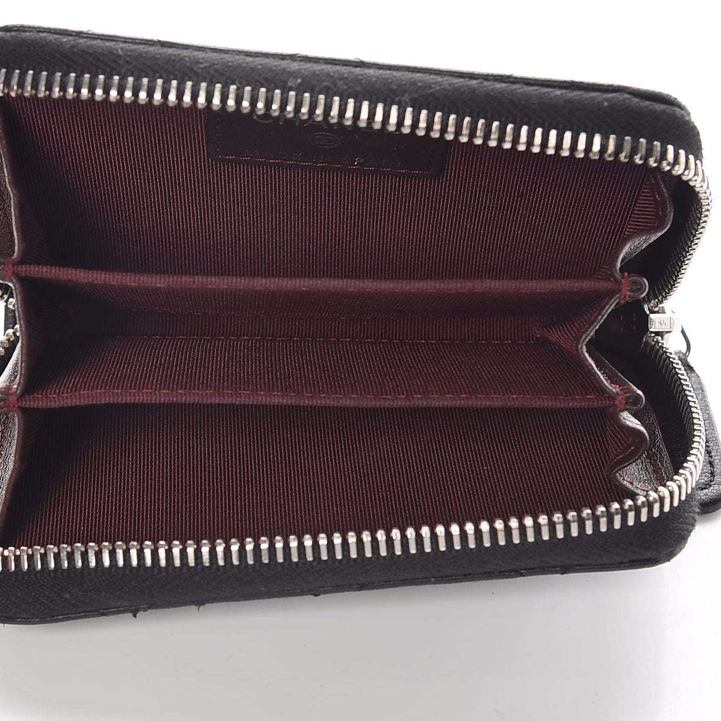 Lambskin Quilted Zip Coin Purse Black