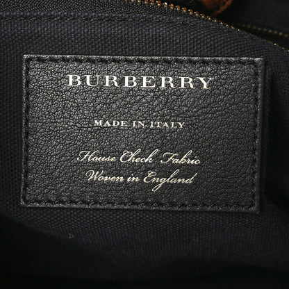 Burberry Grainy Calfskin House Check Medium Banner Tote Dark Sand 8 of 13
