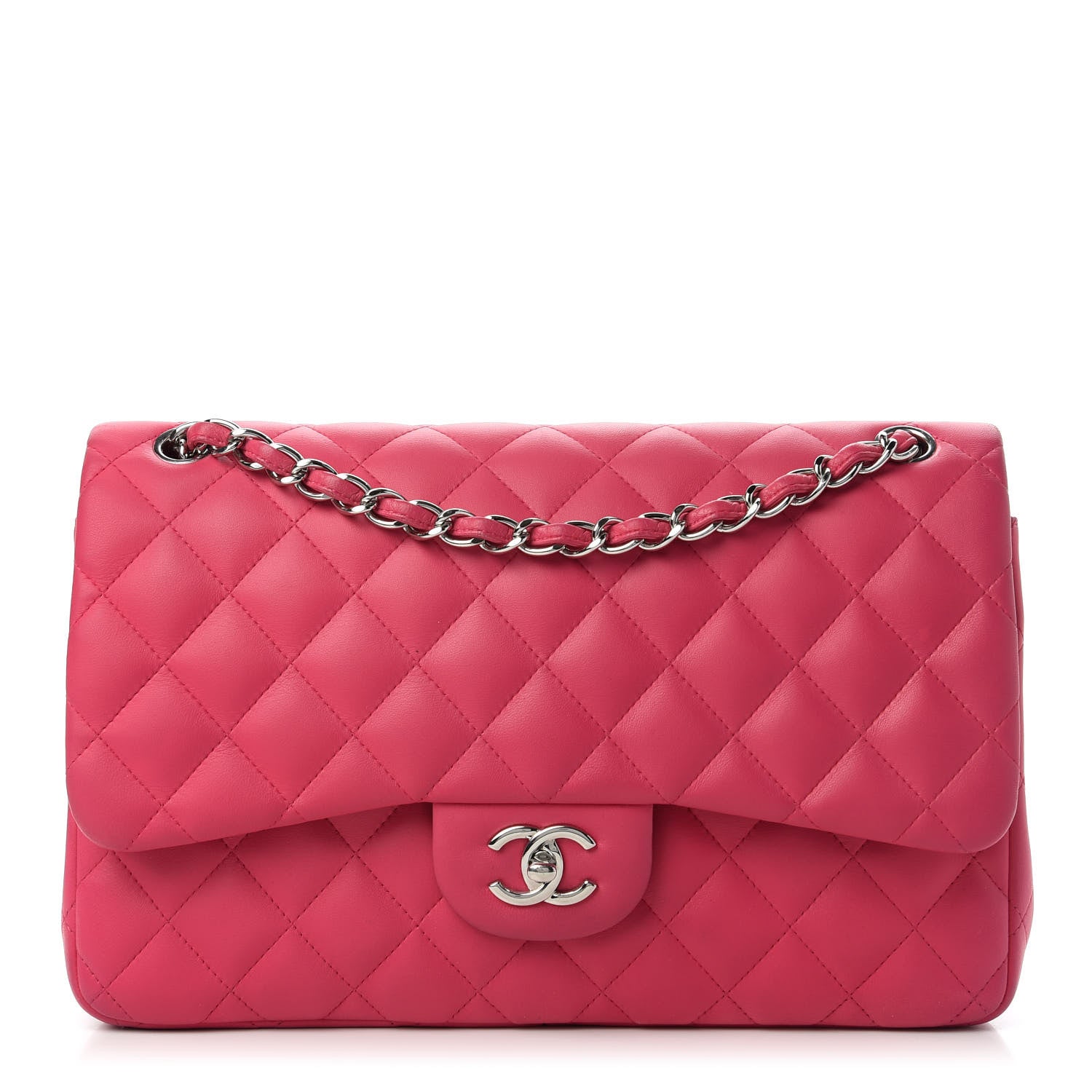 Chanel Lambskin Quilted Jumbo Double Flap Dark Pink 1 of 11