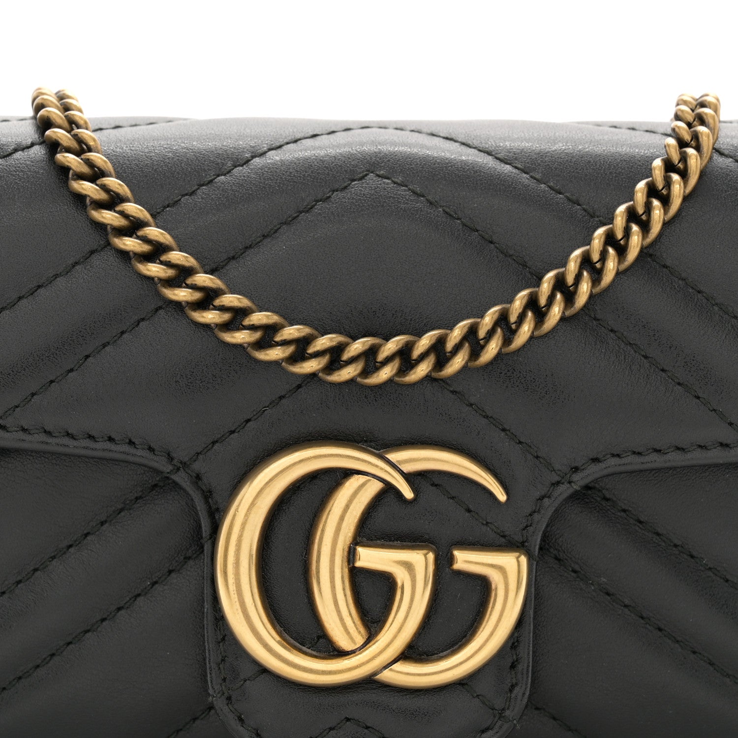 Gucci Calfskin Matelasse Super Mini GG Marmont Shoulder Bag Black 8 of 11