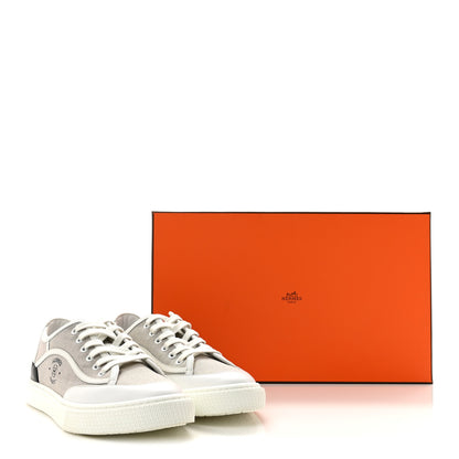 Hermes Canvas Calfskin Get Sneakers 38 Prunoir Blanc 11 of 11