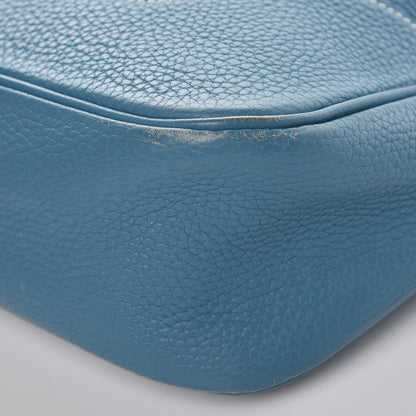 Hermes Taurillon Clemence Trim II 35 Shoulder Bag Blue Jean 10 of 15