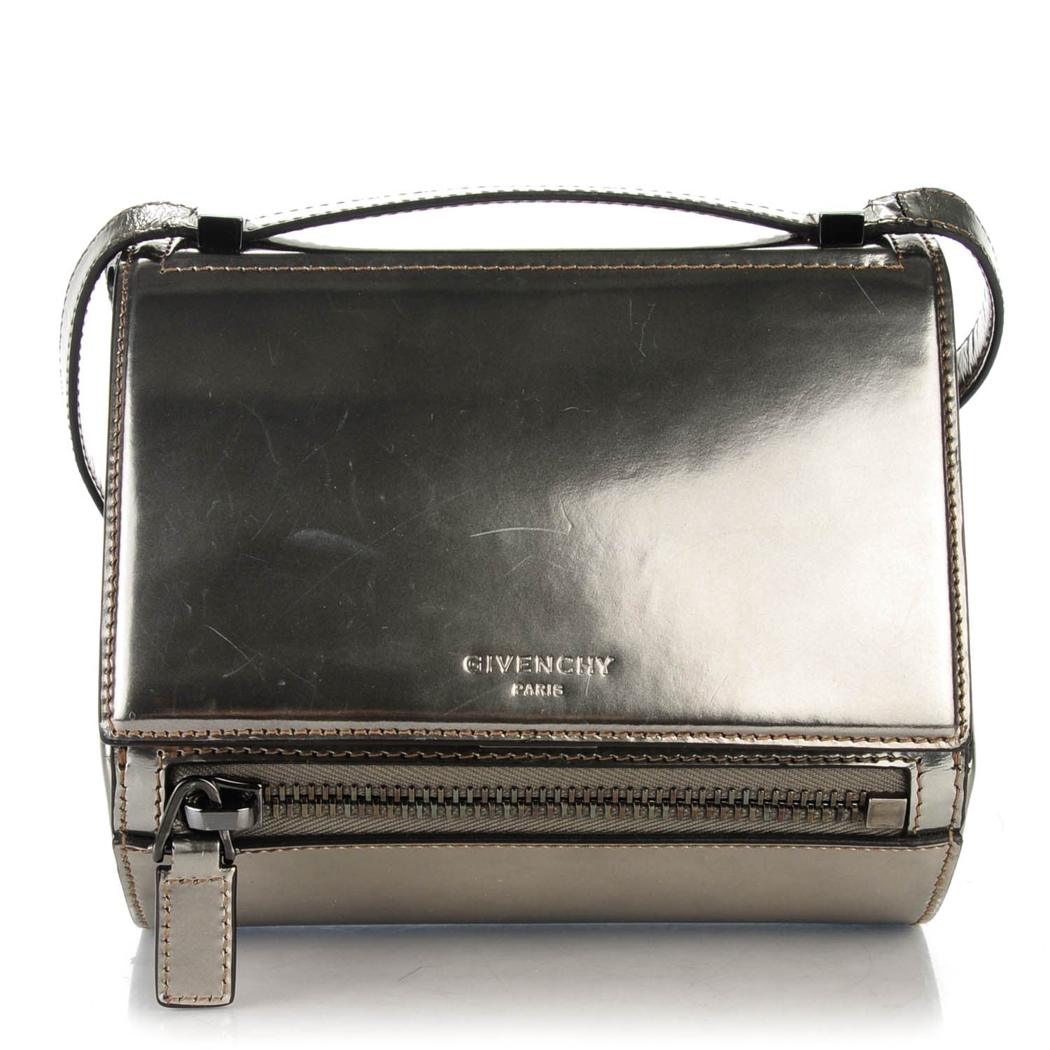 Givenchy Metallic Calfskin Mini Pandora Box Crossbody Bag Gunmetal 1 of 7