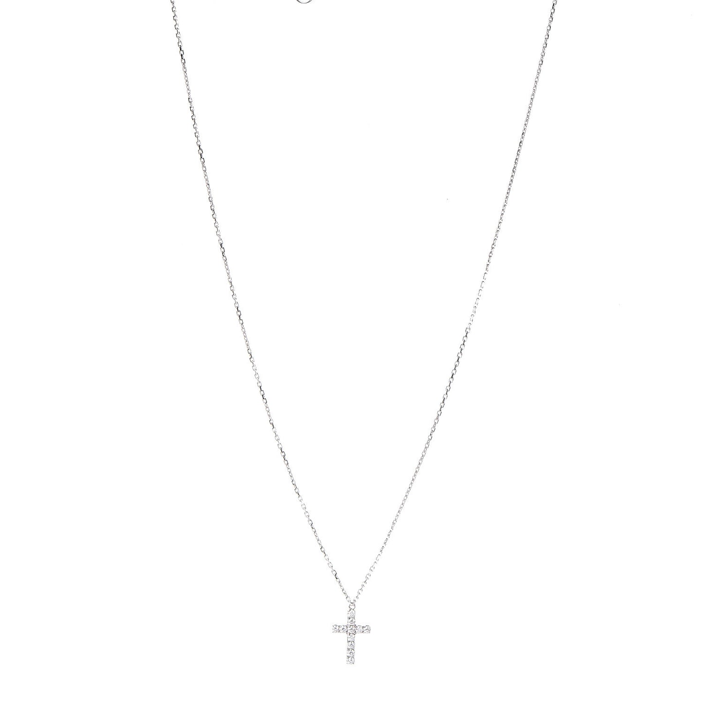 18K White Gold Diamond Symbols Cross Pendant Necklace
