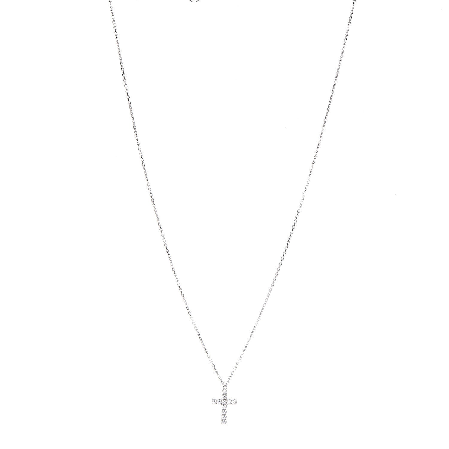 Cartier 18K White Gold Diamond Symbols Cross Pendant Necklace 1 of 6