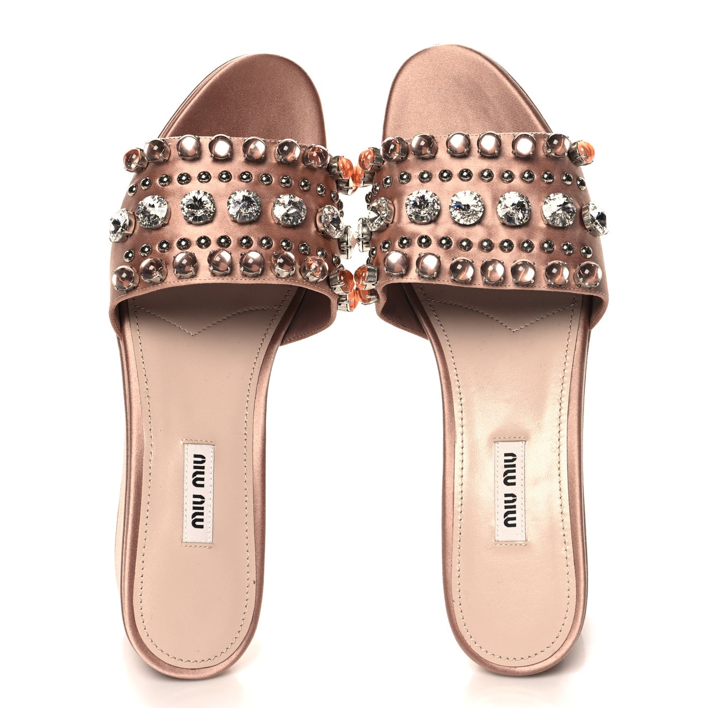 Satin Crystal Wedge Sandals 40 Cammeo