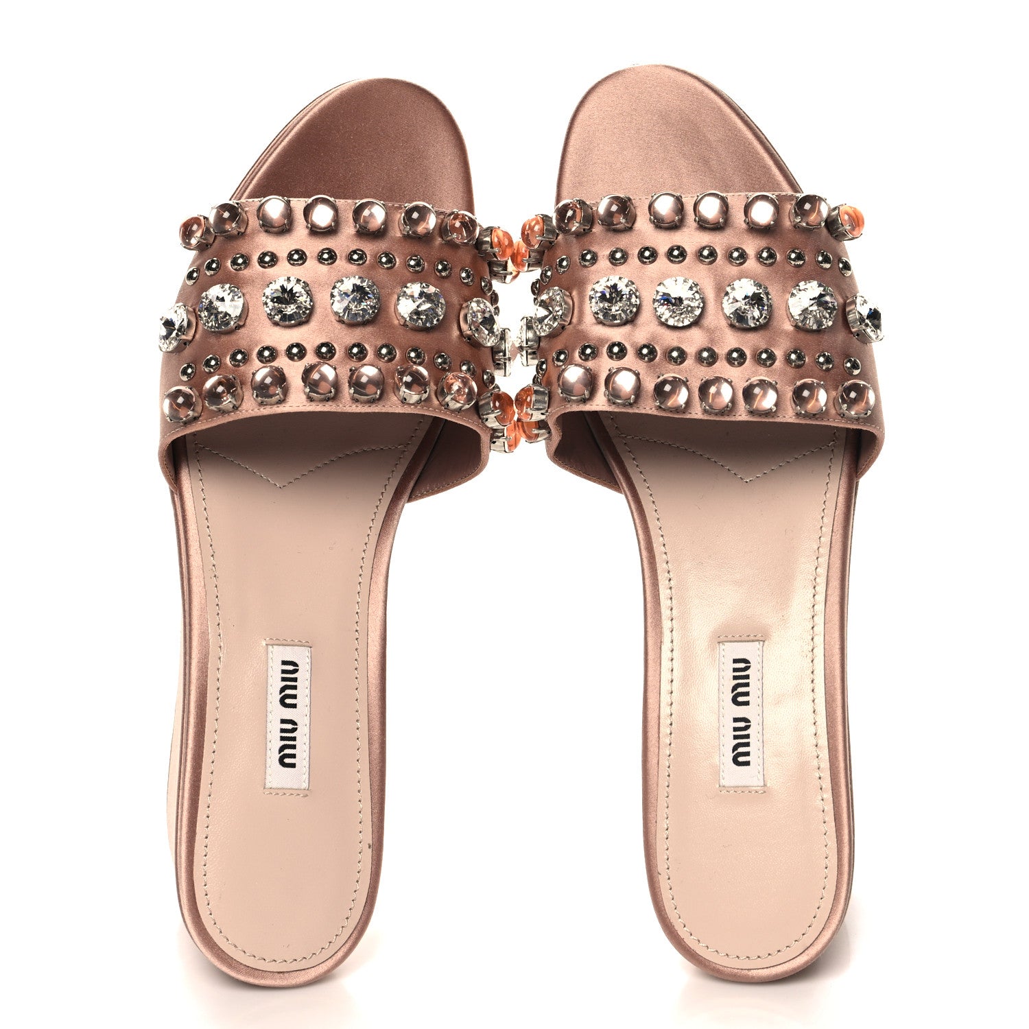 Miu Miu Satin Crystal Wedge Sandals 40 Cammeo 2 of 8