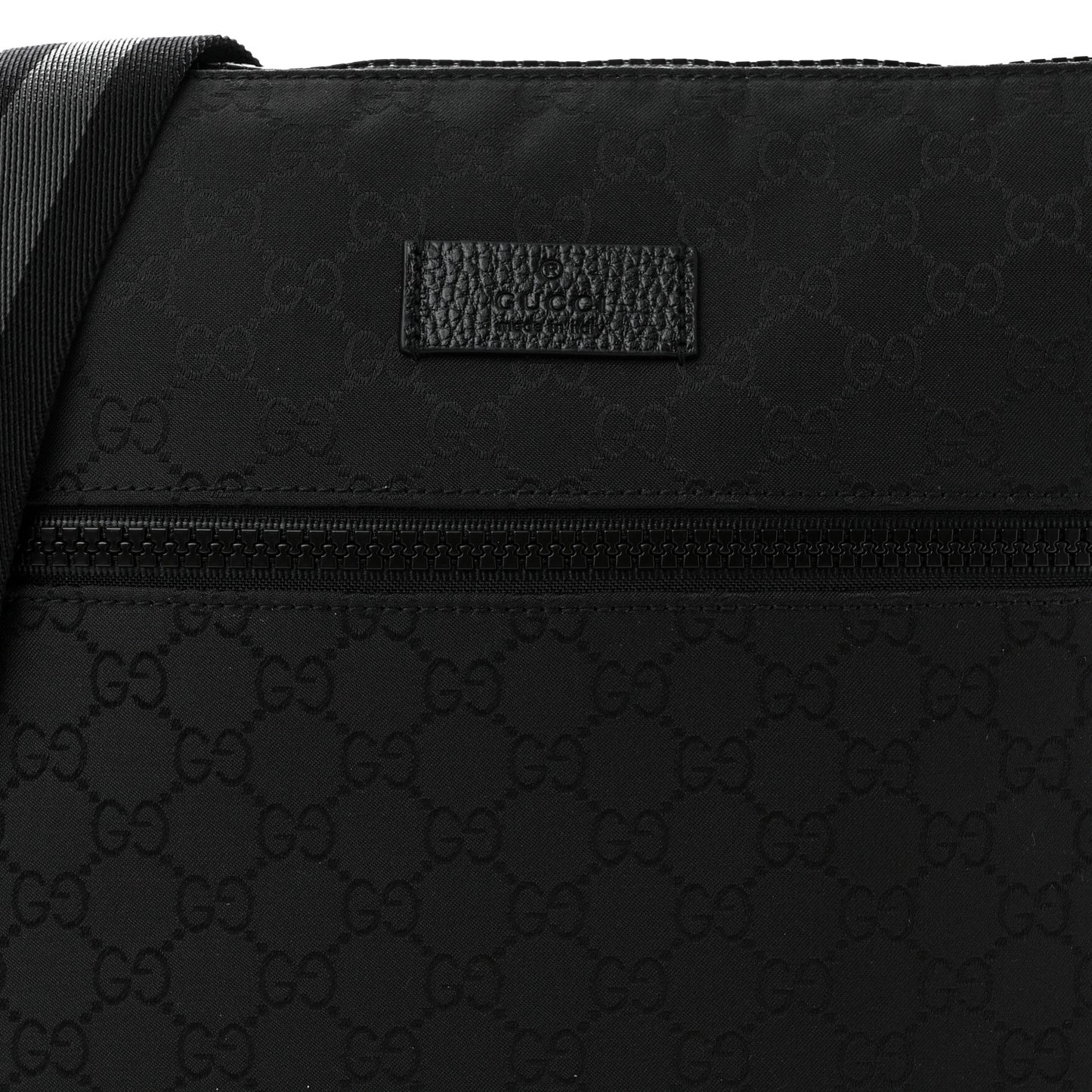 Nylon Monogram Medium Flat Messenger Bag Black