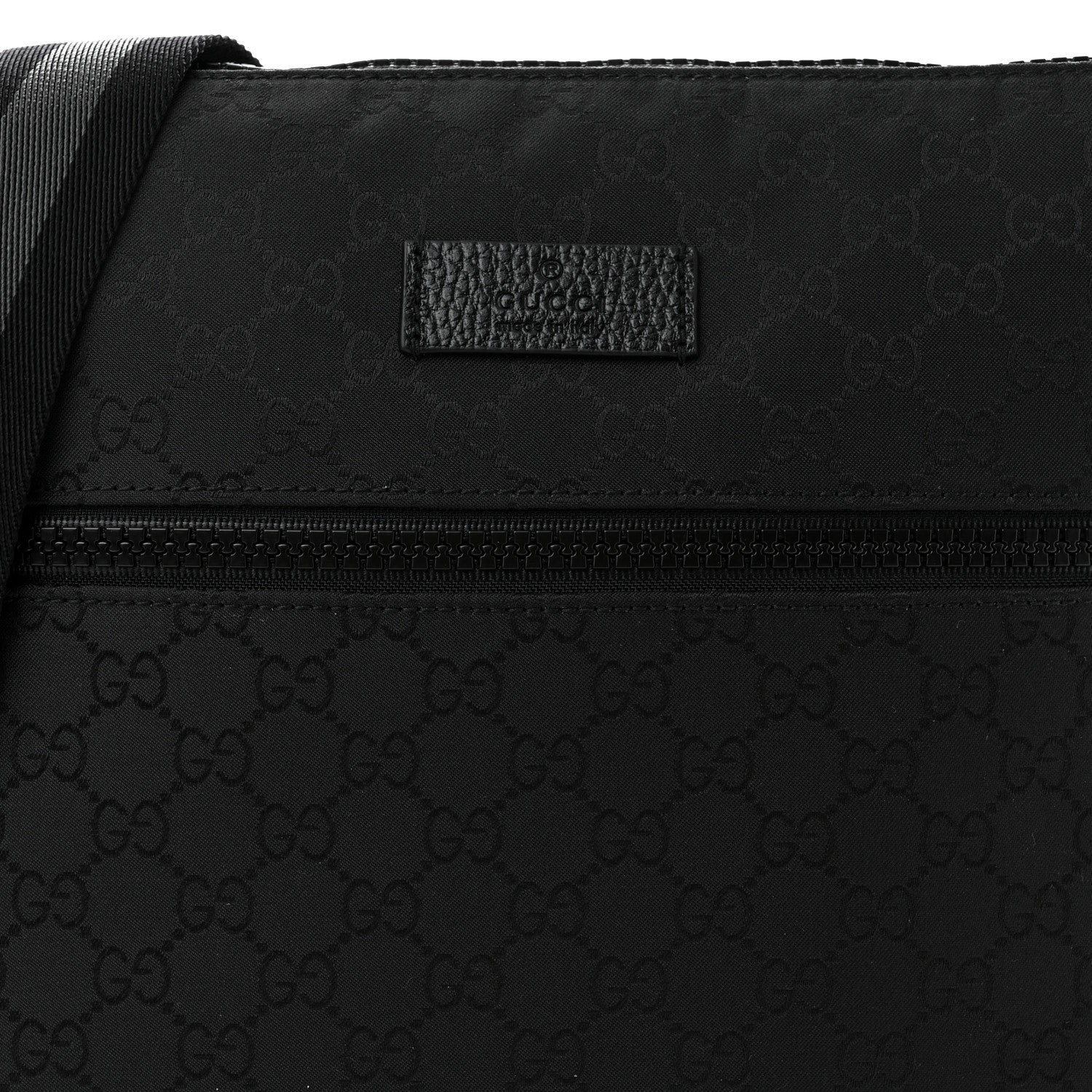 Gucci Nylon Monogram Medium Flat Messenger Bag Black 7 of 9