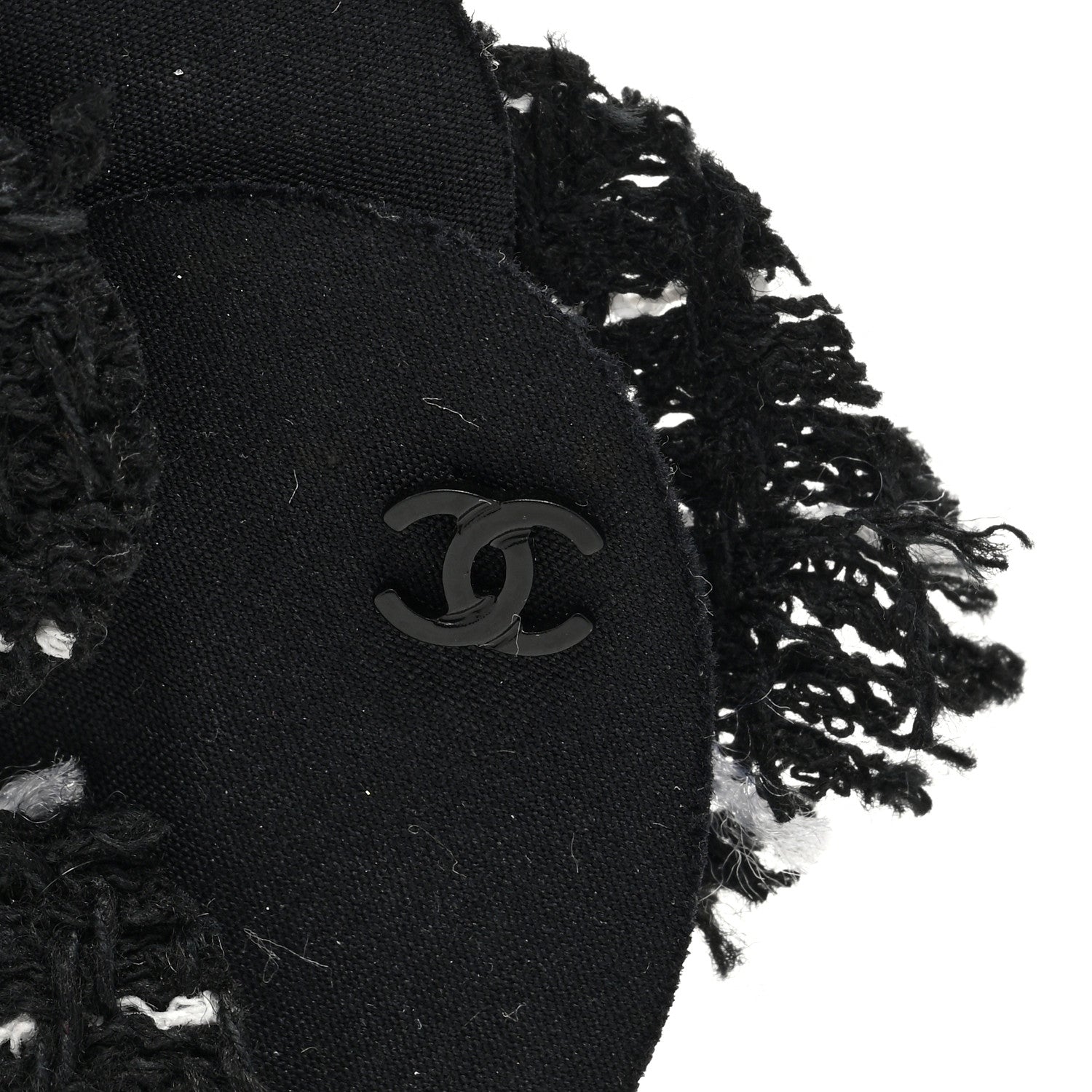 Chanel Tweed Camellia Pin Brooch Black White 3 of 3