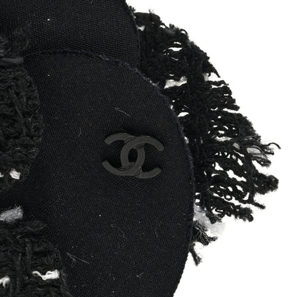 Chanel Tweed Camellia Pin Brooch Black White 3 of 3