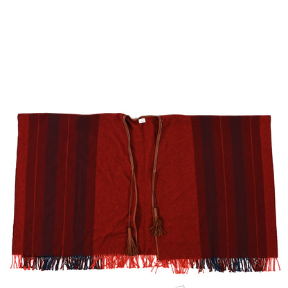 Hermes Merino Wool Cashmere Rocabar Poncho Rouge H 1 of 3