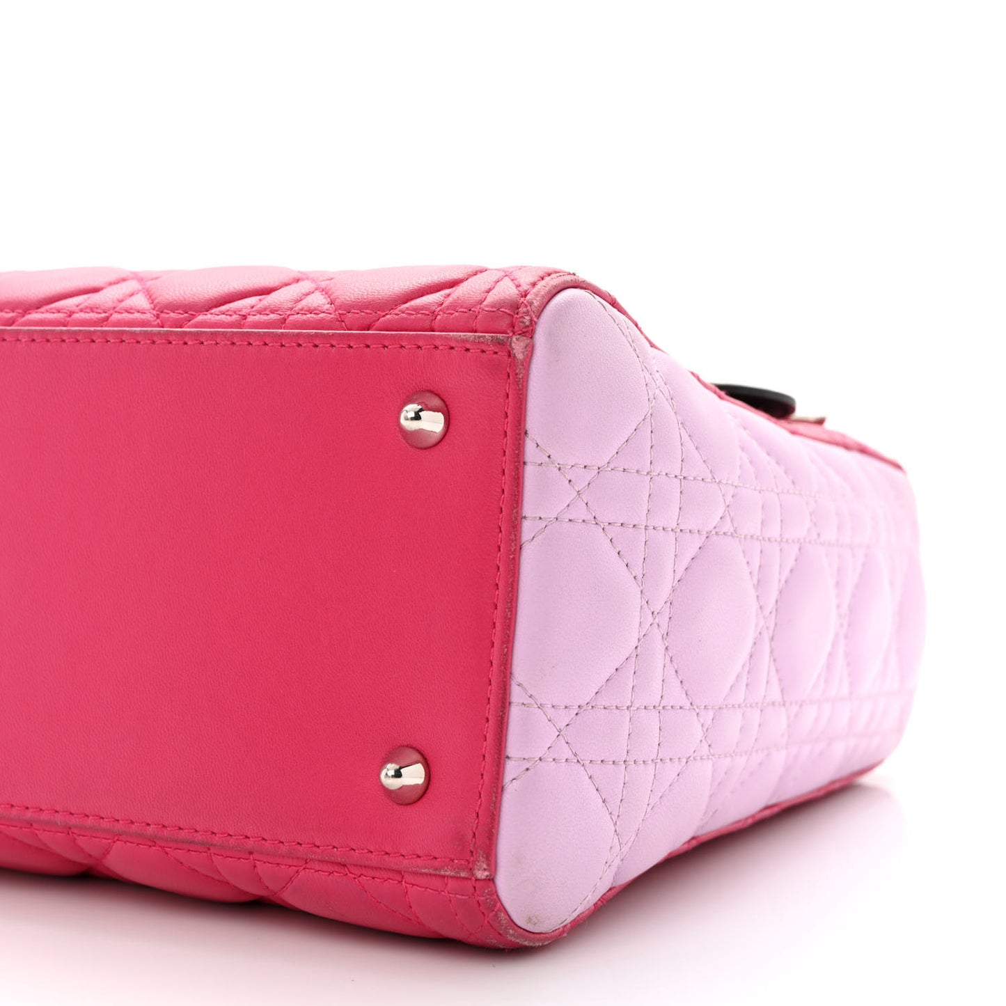 Lambskin Cannage Medium Tri-Color Lady Dior Fuchsia Anemone Black