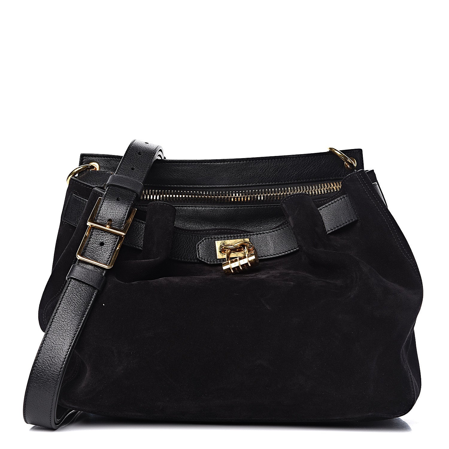 Tom Ford Suede Lock-Front Sling Bag Black 1 of 9