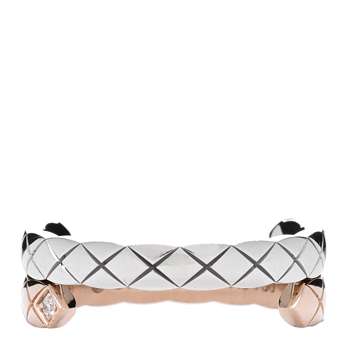 18K White Beige Gold Diamond Coco Crush Toi et Moi Ring 53 6.5