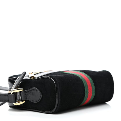 Gucci Suede Patent Web Mini Ophidia Shoulder Bag Black 3 of 5