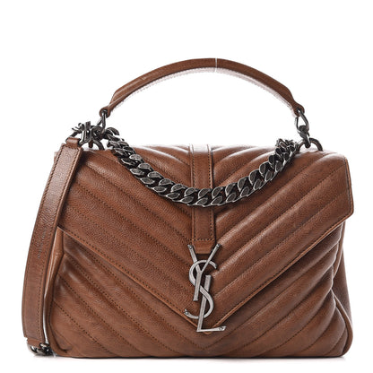 Saint Laurent Calfskin Matelasse Chevron Monogram Medium College Bag Cognac 1 of 20