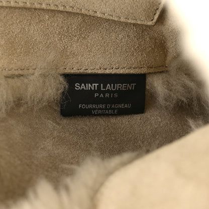 Saint Laurent Shearling Calfskin Medium Reversible Monogram Kate Satchel Grey 6 of 10