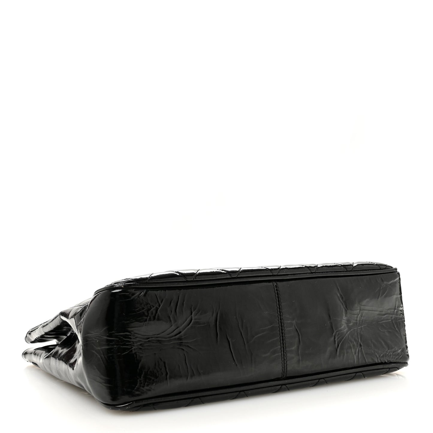 Patent Quilted Shopping Tote  Black