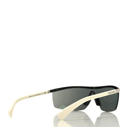 Chanel Acetate Shield Sunglasses 71474 Silver White 4 of 8